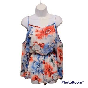 Peach Love California Floral Shorts Romper Size Small